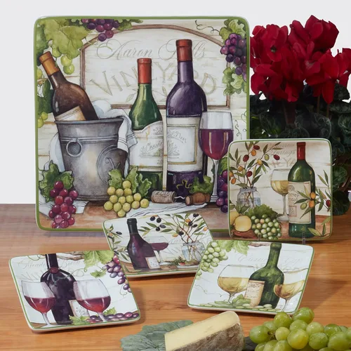 Vista 6 de Certified International Meadow Brook - Platos para canapé/almuerzo/aperitivo de 6 pulgadas, diseños surtidos, multicolor, grande, juego de 4