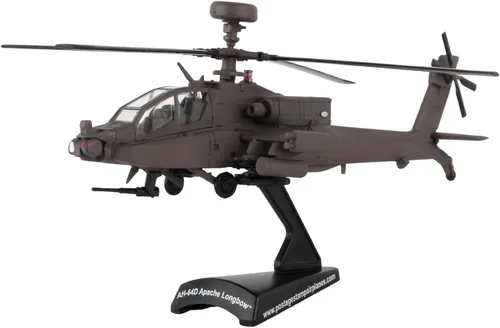 Vista 3 de Daron Sello Postal Boeing AH-64D Apache Longbow Modelo de exhibición de fundición a escala 1/100 con soporte, mediano