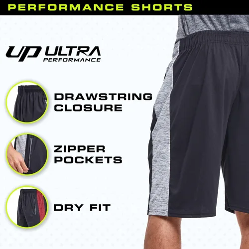 Vista 5 de Ultra Performance - Paquete de 5pantalones cortos deportivos para hombre con bolsillos de cremallera - Para correr, baloncesto y entrenamiento