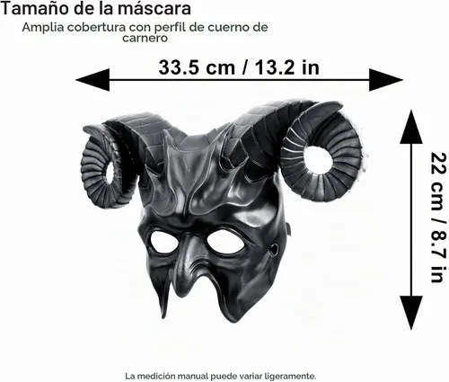 Vista 3 de MCJC Máscara con cuernos de cabra de diablo, accesorios de cosplay de Halloween, máscara de media cara para adultos, 4