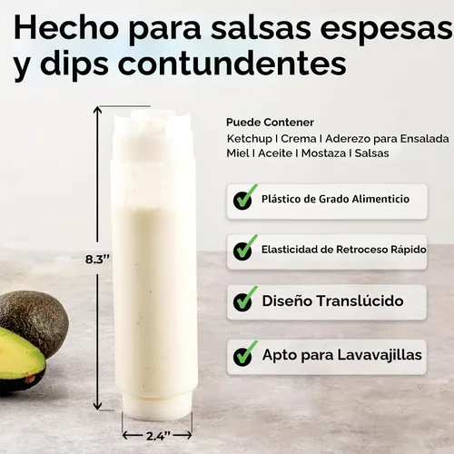 Vista 2 de Restaurantware Botella de presión invertida de plástico de 16oz. FIFO con tapas de recarga y dispensación - Primero en entrar, primero en salir