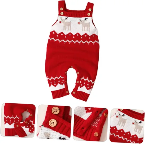 Vista 5 de 1 suéter de Navidad para niños, overol para niña, suéter recién nacido, suéter de bebé, mameluco de Navidad