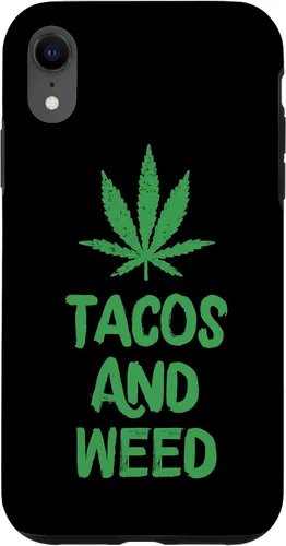 Vista 24 de Carcasa divertida para iPhone 16 Tacos y marihuana de marihuana envejecida