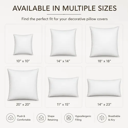 Vista 4 de Fennco Styles Relleno de almohada de fibra de poliéster 100%, color blanco (rectangular 11"x15")