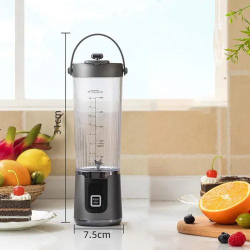 Vista 4 de Máquina de mezcla portátil de 200 W Copa 20.3 fl oz Exprimidor eléctrico Máquina Mezclador de frutas para batidos Multifuncional Smoothie Maker Negro