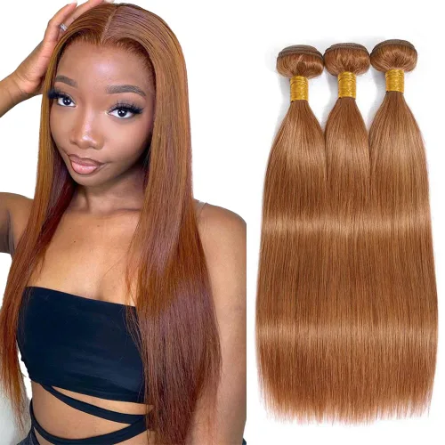 Vista 126 de Color 30 paquetes de cabello humano marrón onda del cuerpo paquetes 8 10 12 pulgadas brasileño virgen Remy extensiones de cabello humano doble trama