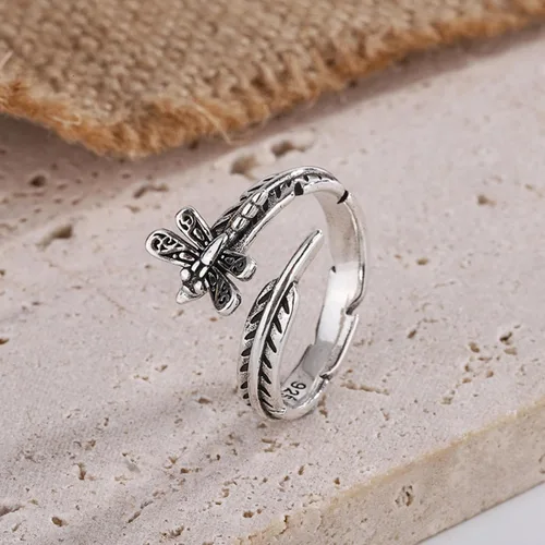 Vista 171 de Anillo de plata de ley 925, minimalista, ajustable, hecho a mano, para mujeres y niñas