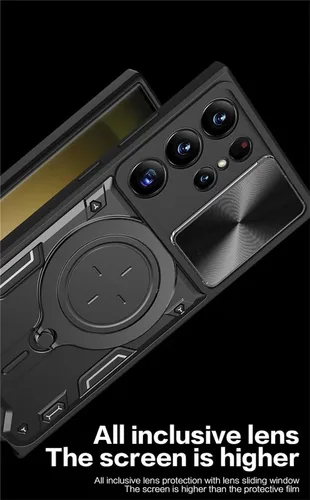 Vista 5 de Funda para Galaxy A32 5G, grado militar [soporte integrado] Soporte de anillo giratorio magnético resistente TPU+PC a prueba de golpes, funda Negro