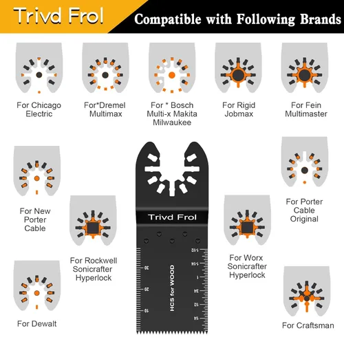Vista 6 de Trivd Frol 100 piezas de hojas de sierra oscilantes, hojas de multiherramienta universales profesionales de titanio para madera, plásticos, metal