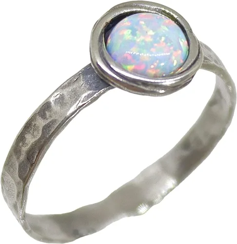 Vista 55 de Anillo de plata de ley con piedras preciosas para mujer, anillo apilable de piedra martillada, anillo de piedra natal
