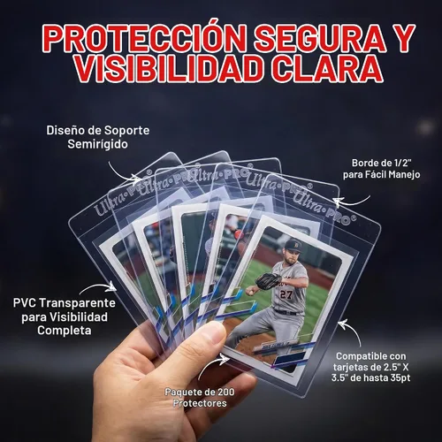 Vista 3 de Ultra Pro Tarjetero semirrígido con borde de 1/2 pulgada, fundas de PVC transparentes para tarjetas intercambiables, se adapta a 2.5 x 3.5 pulgadas