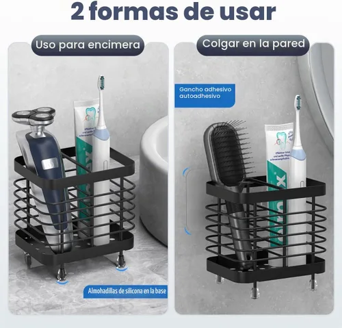 Vista 2 de Luxspire Toothbrush Holders for Bathroom, Stainless Steel, 2 Slots, Black Negro