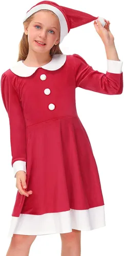 Vista 4 de BesserBay Disfraz de Navidad para niñas con cuello de Peter Pan para niñas de 5 a 14 años