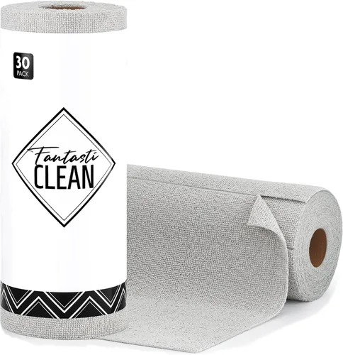 Vista 13 de Fantasticlean - Rollo de paño de limpieza de microfibra, 75 hojas, 12 x 12 pulgadas (beige) Super Absorbent, Lint-free, Tear-away Microfiber Towel