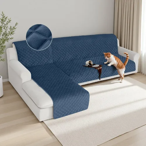 Vista 14 de HDCAXKJ Fundas impermeables para sofá modular, acolchadas de terciopelo, 2 piezas, en forma de L, lavables, gruesas, antideslizantes, con protector