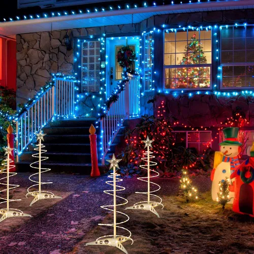 Vista 10 de Yescom Munchkin - Luz LED en espiral para árbol de 2 pies, 79 luces LED, batería para interiores, exteriores, camino, fiesta, fiesta, decoración