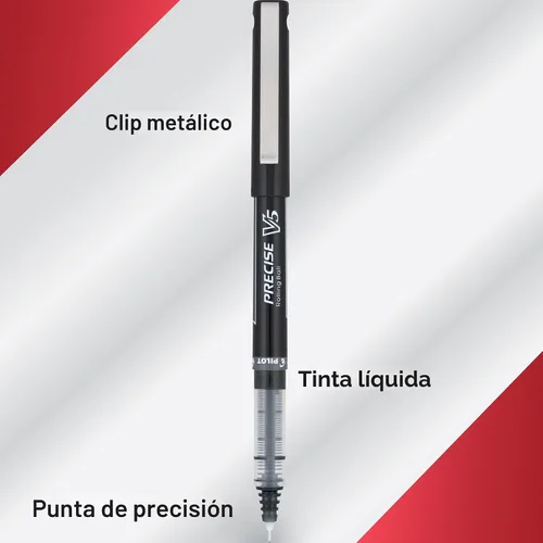 Vista 5 de PILOT Precise V5 - Bolígrafo de punta redonda (tinta líquida, punta extra fina de 0.020 in, tinta negra, 1 unidad)