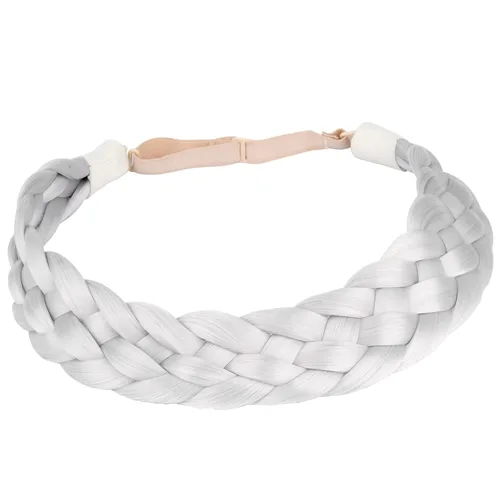 Vista 9 de Diadema clásica de cabello sintético trenzado de 5 hebras, trenzas gruesas y anchas, extensión de cabello con elástico para mujeres y niñas