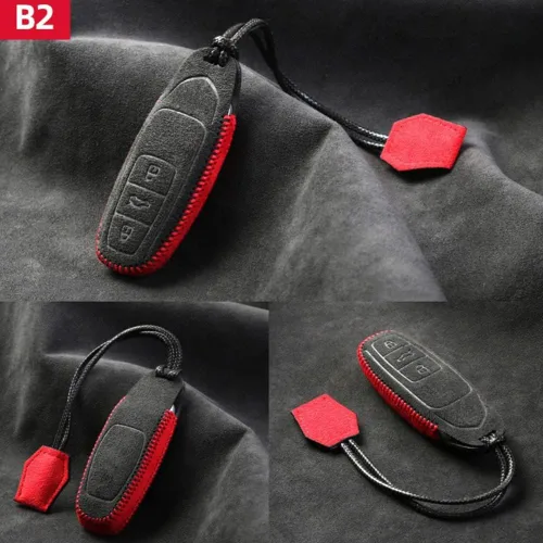 Vista 5 de Alcantara - Funda de piel hecha a mano para llavero de automóvil inteligente para Lamborghini URUS 2018-2021