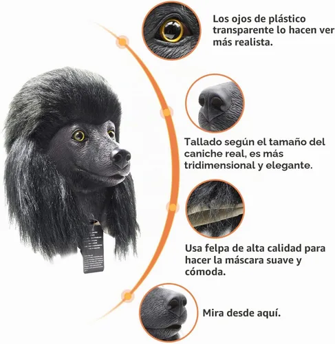 Vista 3 de CreepyParty Deluxe, disfraz para halloween, máscara de animal de látex, cabeza de perro.