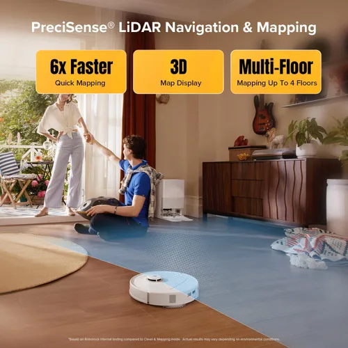 Vista 8 de roborock Qrevo S5V Robot Vacuum and Mop, FlexiArm Edge Mopping, 12,000Pa Suction, Dual Zero-Tangle System, Smart Obstacle Avoidance, 10mm Mop White