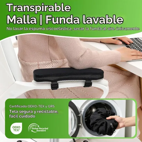 Vista 5 de LargeLeaf Reposabrazos para silla, cojines de gel refrescante, almohada de codo, alivio de presión, silla de oficina, silla de juegos, reposabrazos