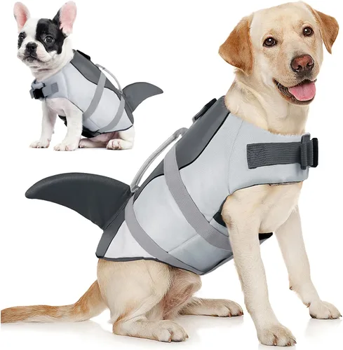 Vista 16 de AOFITEE Chaleco salvavidas para perros, chaleco salvavidas para perros pequeños, chaleco de seguridad reflectante con flotabilidad superior y asa