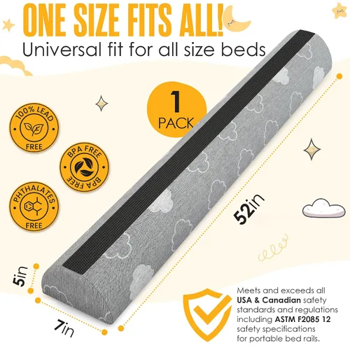 Vista 6 de Sleepah Protectores de cama para niños pequeños, protectores de riel de espuma viscoelástica, impermeables, lavables, de doble cara, antideslizante