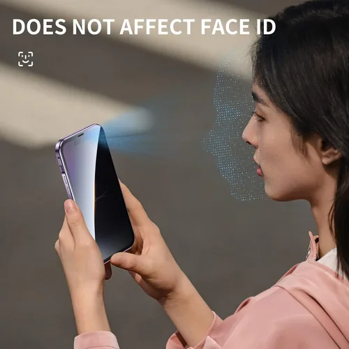 Vista 6 de Funda antiespía para iPhone 14 Pro Max, cubierta de vidrio templado de privacidad frontal y trasera de 360 grados, pantalla antiespía, absorción