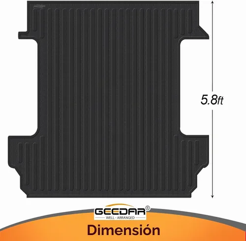 Vista 8 de GEEDAR Alfombrilla de Goma para Cama de Servicio Pesado para Chevy Silverado/GMC Sierra 1500 2019-2026, Accesorios para Cama de Vehículo de 5'8