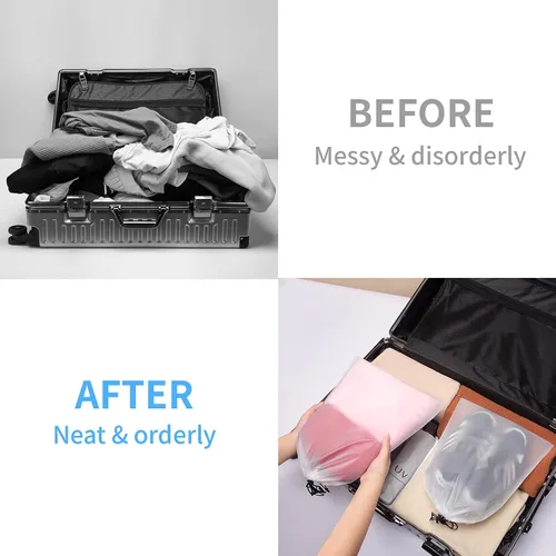Vista 4 de Vorspack Bolsas transparentes para zapatos de viaje, grandes y transparentes, bolsa de almacenamiento con cuerda para hombres y mujeres, paquete