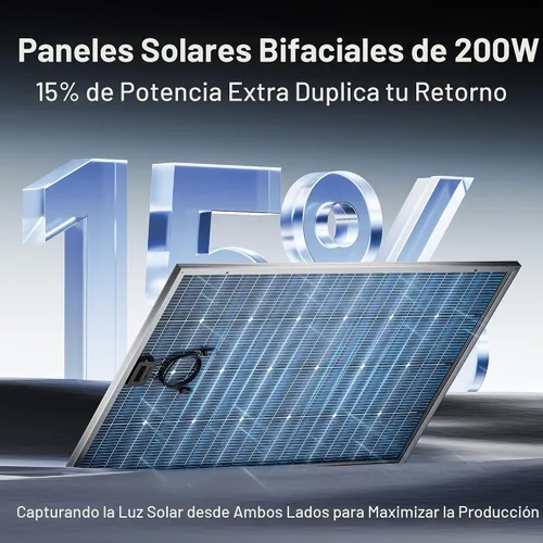 Vista 2 de Epoch Paneles Solares Bifaciales de 400W, Panel Solar Monocristalino Tipo N de 12/24 Voltios, Módulo Solar Impermeable de Alta Eficiencia para RV