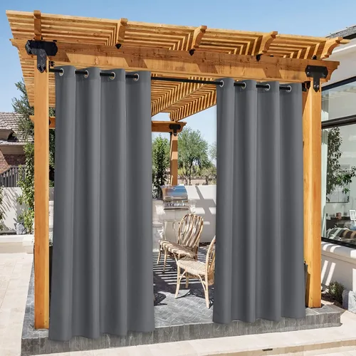 Vista 57 de NICETOWN Cortina para Exteriores para Patio Impermeable de 84 Pulgadas de Ancho, Aislamiento Térmico con Ojales Antioxidantes Bloqueo UV Cortina