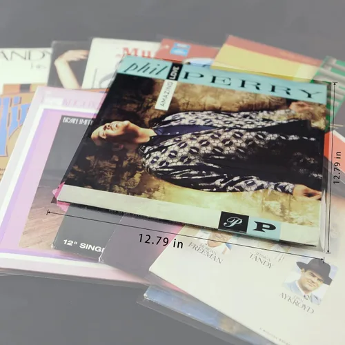 Vista 6 de Fundas exteriores para discos de vinilo, paquete de 50 unidades para discos de 12 pulgadas, ajuste holgado, cubierta protectora transparente, más