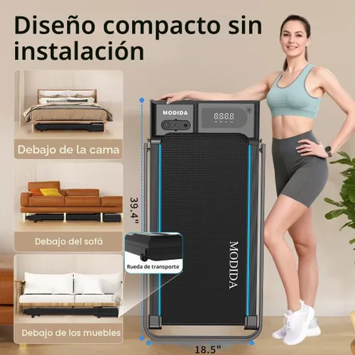 Vista 7 de 3 in 1 Under Desk Treadmill with Incline Walking Pad for Home & Office Negro
