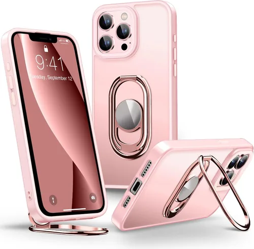 Vista 15 de Shields Up Funda para iPhone 13 Pro Max con soporte, funda transparente con soporte de doble anillo [ajustable y plegable] a prueba de golpes