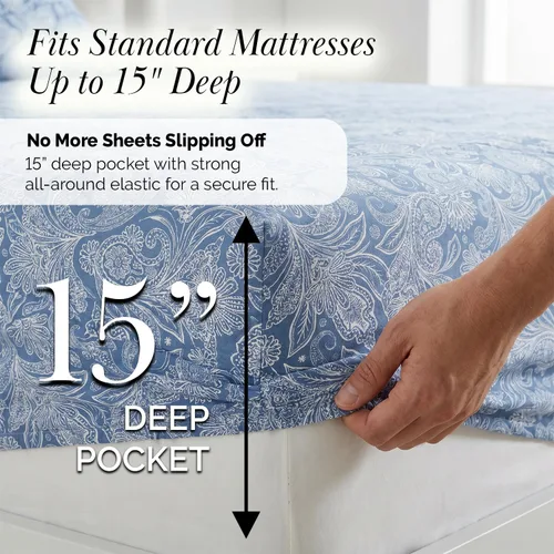 Vista 287 de Southshore Fine Living, Inc. Colección Winter Brush, juego de sábanas de 3 piezas para cama individual, sábana bajera con bolsillo profundo de 14
