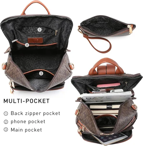 Vista 66 de MKP COLLECTION Mochila de moda para mujer, bolsa convertible grande para mujer, mochila de viaje, bolsa de hombro, juego de 2 piezas con borla, Beige