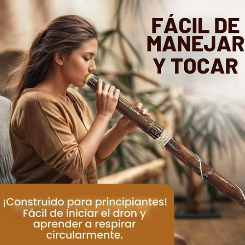 Vista 6 de Didgeridoo manual moderno, con boquilla para tocar fácilmente.