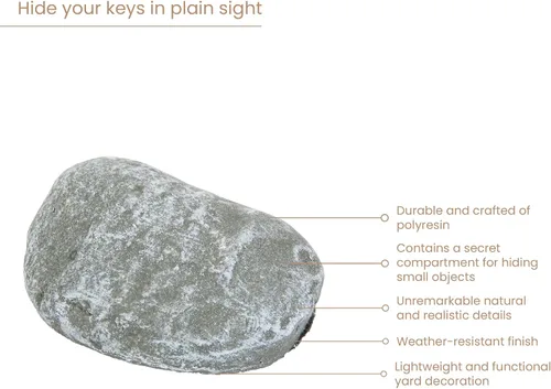 Vista 5 de Bits and Pieces - Hide-A-Key Stone Safe Gadget - Ocultador de llaves de repuesto de roca falsa - Decoraciones de patio resistentes a la intemperie