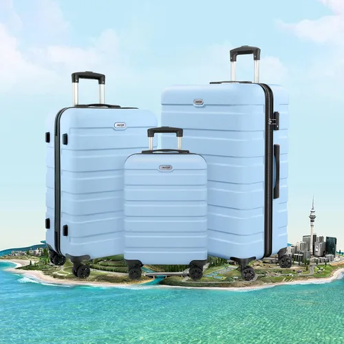 Vista 2 de AnyZip Equipaje PC ABS Hardside maleta ligera con 4 ruedas universales TSA Lock, azul claro