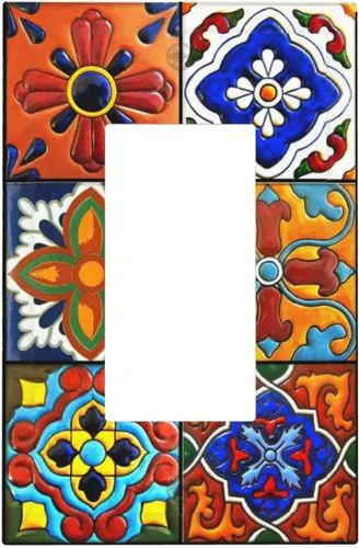 Vista 133 de Azulejos Negros Texturas Modernas Retro Marruecos 1 Gang Cubierta de Interruptor de Luz Sin Dispositivo Placa de Pared en Blanco Decorativa Placa