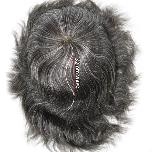 Vista 463 de Toupee para hombre 100% cabello humano real tupé para hombres 0.004 in piel de poliuretano para hombre, sistema de reemplazo de piezas de pelo