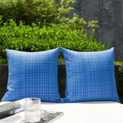 Vista 26 de Kevin Textile - Juego de 2 fundas de almohada decorativas para exteriores, impermeables, para jardín, patio, tienda de campaña, sofá, de 16 x 16