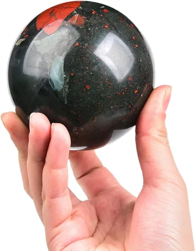 Vista 2 de JIC Gem Piedra Natural de Jaspe Africano Cristal de Curación Esfera Adivinación Bola de Piedra Preciosa, Feng Shui Reiki Aura Decoración