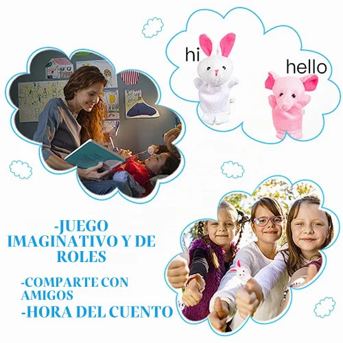 Vista 9 de acekid suave felpa Animal Finger Puppets Set terciopelo estilo Animal, 10 piezas