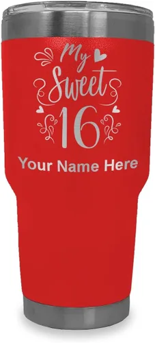 Vista 19 de LaserGram Taza aislada al vacío de 20 onzas, My Sweet 16, grabado personalizado incluido (gris)