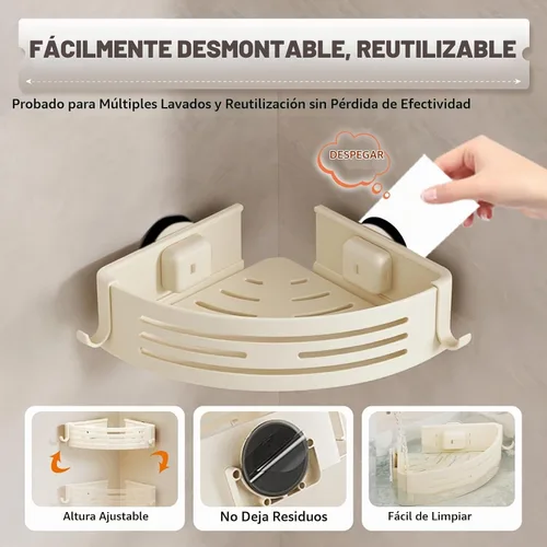 Vista 6 de Conworld Ventosas de esquina para ducha, estante de ducha de esquina sin