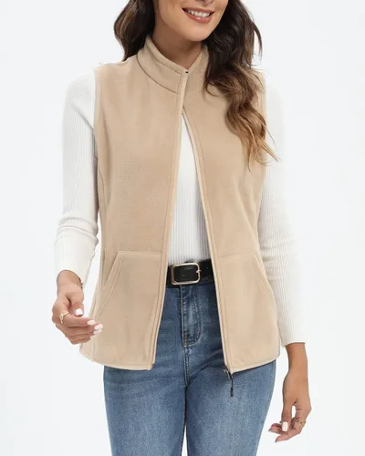 Vista 4 de Xeoxarel Chaleco de forro polar para mujer con 6 bolsillos (XS-2XL)