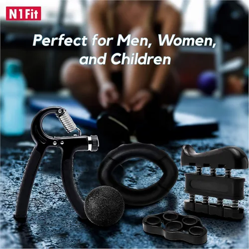 Vista 7 de N1Fit Kit de entrenamiento de fuerza de agarre, paquete de 5 fortalecedores de agarre para el antebrazo y muñeca, agarre de mano de resistencia